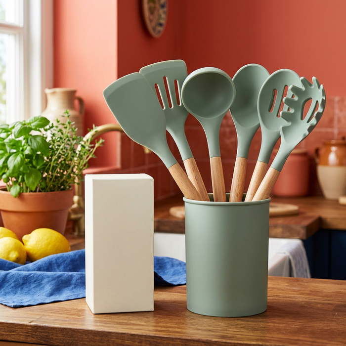Silicone Kitchen Utensil Set with Holder
