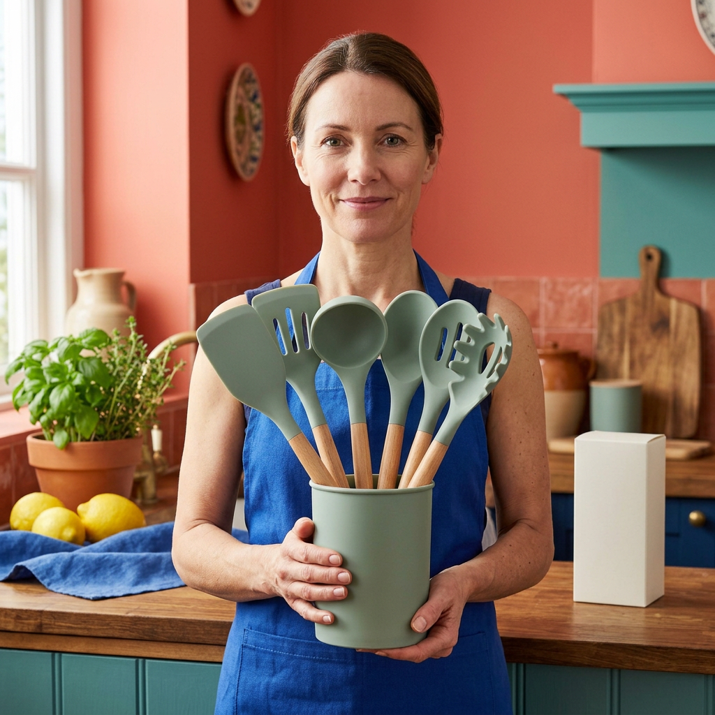Silicone Kitchen Utensil Set with Holder