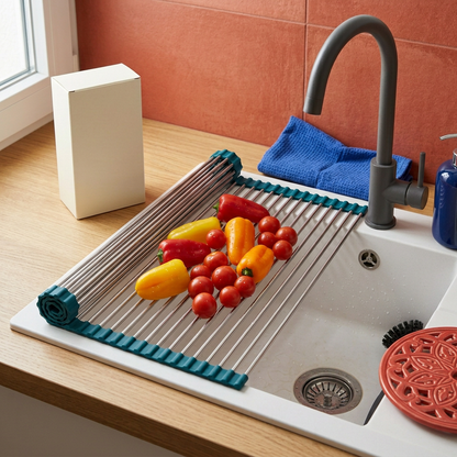 Adjustable Over-Sink Roll-Up Drying Rack