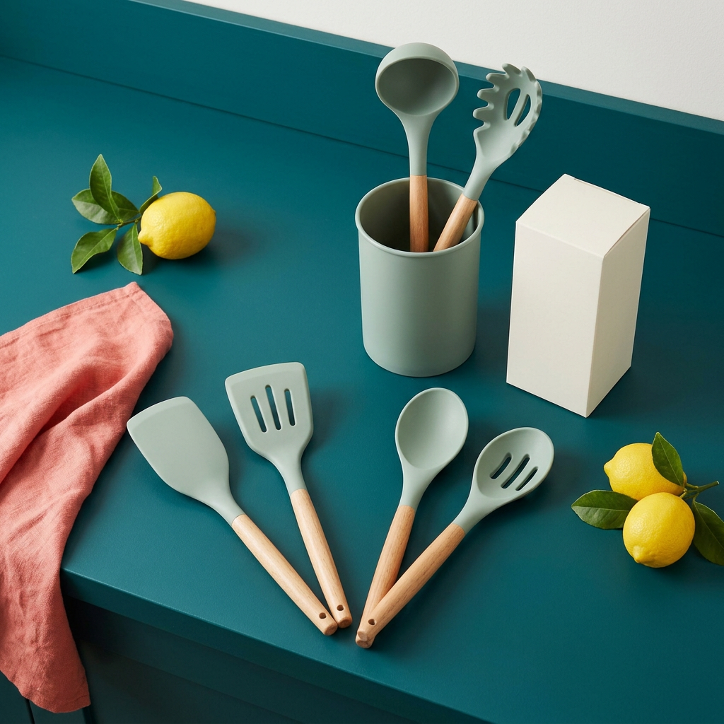 Silicone Kitchen Utensil Set with Holder
